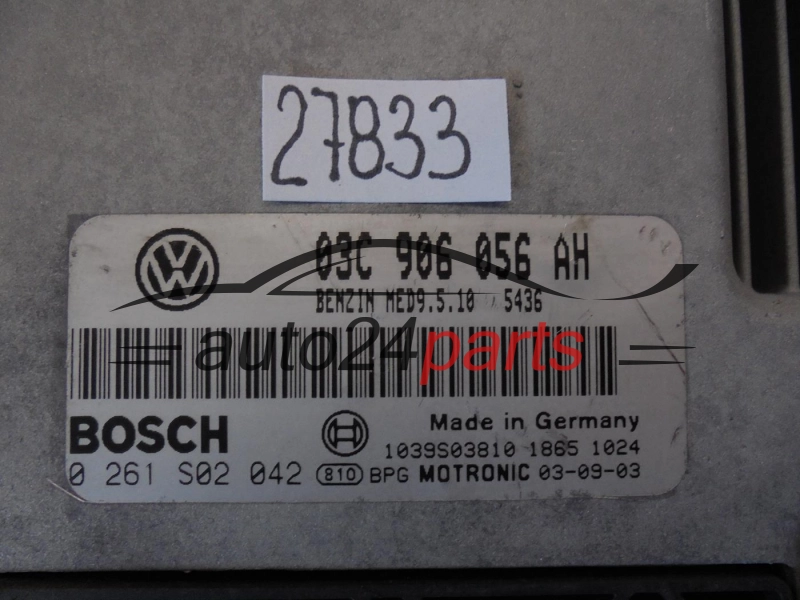 KOMPUTER STEROWNIK SILNIKA VW VOLKSWAGEN PASSAT 1.6 TSI 03C 906 056 AH, 03C906056AH, BOSCH 0 261 S02 042, 0261S02042, BENZIN MED9.5.10 5436, 1039S03810