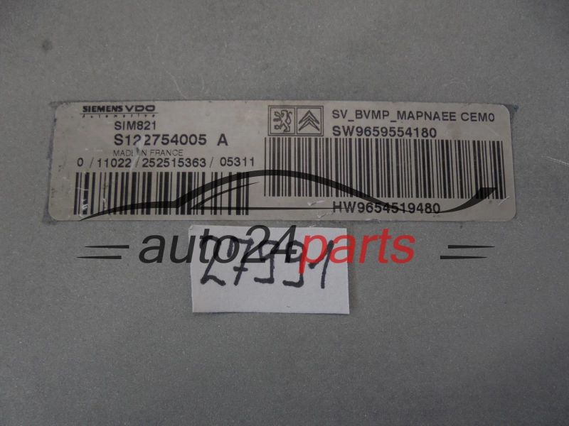 STEROWNIK SKRZYNI AUTOMATYCZNEJ CITROEN PEUGEOT S122754005A 9659554180 9654519480 SIM821