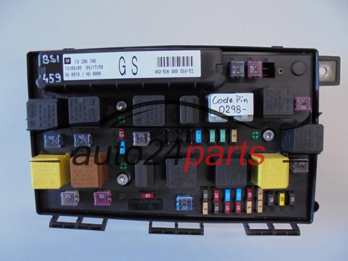 SKRZYNKA ELEKTRYCZNA PRZEKAŻNIKÓW I BEZPIECZNIKÓW MODUŁ NADWOZIA CENTRALKA KOMFORTU BSI OPEL ASTRA H ZAFIRA B 13 206 746, 13206746 GS, 5DK 008 668-52, 5DK008668-52
