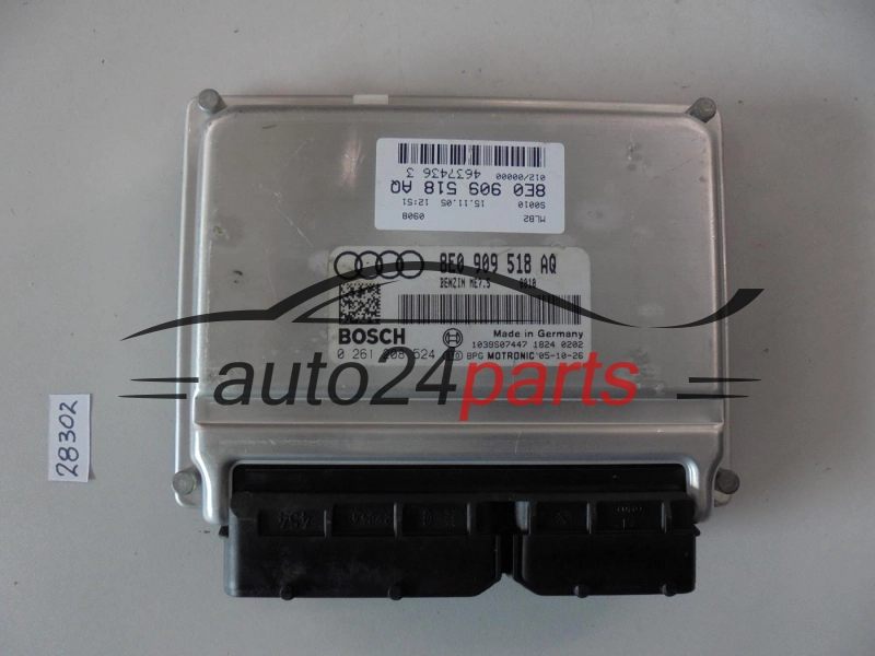 KOMPUTER STEROWNIK SILNIKA AUDI A4 1.8T 8E0909518AQ, 8E0 909 518 AQ BOSCH 0261208524, 0 261 208 524