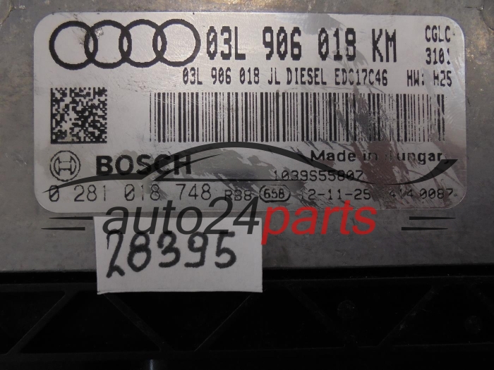 Centralita de motor Audi 0281018748 03L906018KM EDC17C46