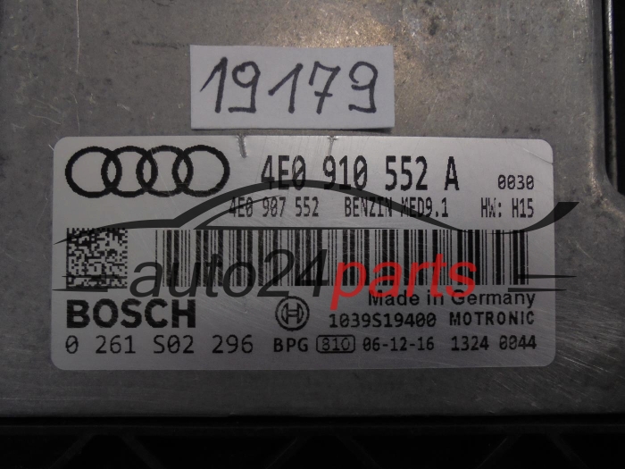 Calculateur moteur Audi 0261S02296 4E0910552A MED9.1