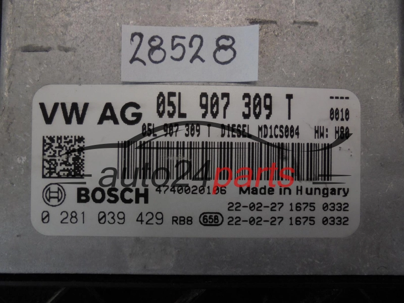Sterownik silnika VOLKSWAGEN AUDI SKODA 0281039429 05L907309T - 28528