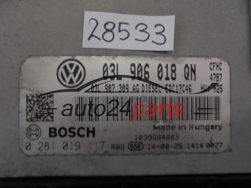 Sterownik silnika SKODA 0281019117 03L906018QN EDC17C46 - 28533 31785