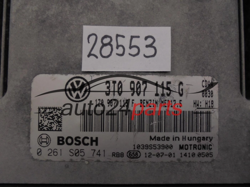 KOMPUTER STEROWNIK SILNIKA SKODA SUPERB 1.8 T BOSCH 0 261 S05 741, 0261S05741, 3T0 907 115 G, 3T0907115G