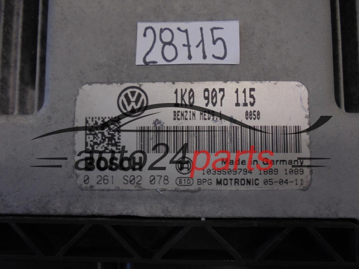 KOMPUTER STEROWNIK SILNIKA VW VOLKSWAGEN GOLF 2.0 TFSI BOSCH 0 261 S02 078, 0261S02078, 1K0 907 115, 1K0907115, MED9.1
