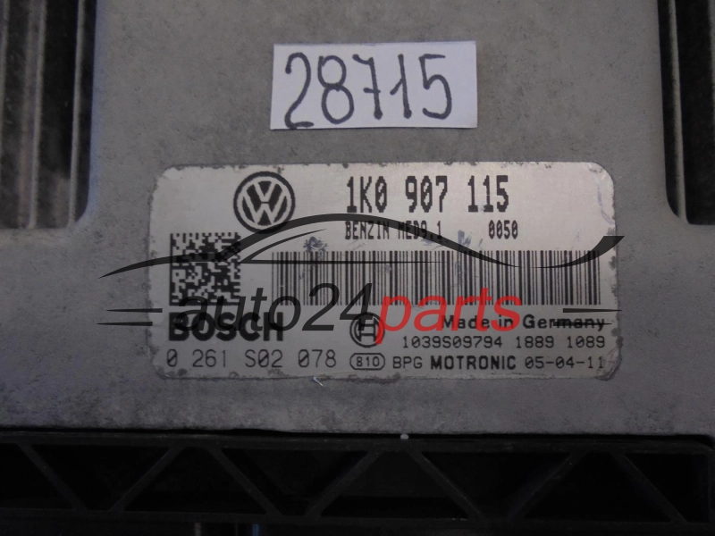 Sterownik silnika VW VOLKSWAGEN GOLF 2.0 TFSI BOSCH 0261S02078 1K0907115 MED9.1 -