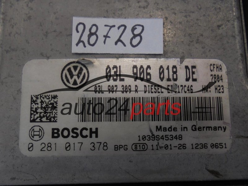 Sterownik silnika VOLKSWAGEN 0281017378 03L906018DE EDC17C46 - 28728