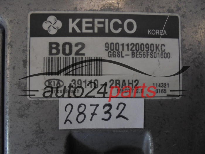 Sterownik silnika KIA SPORTAGE 39110-2BAH2 391102BAH2 9001120090KE B02 - 28732