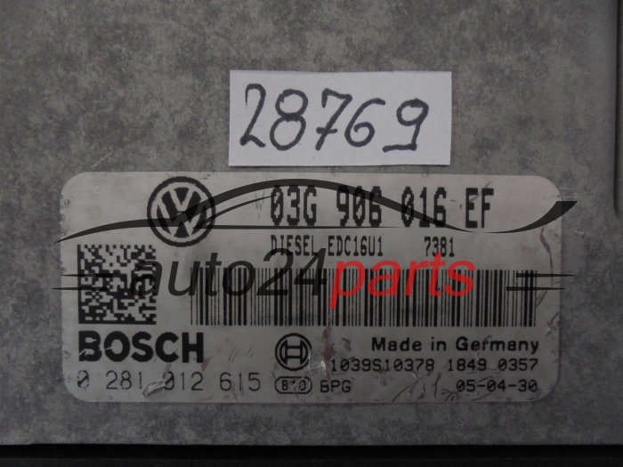 KOMPUTER STEROWNIK SILNIKA VW VOLKSWAGEN GOLF 1.9 TDI BKC 03G906016EF, 03G 906 016 EF BOSCH 0281012615, 0 281 012 615