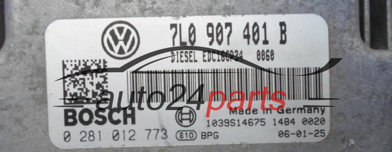 KOMPUTER STEROWNIK SILNIKA VW VOLKSWAGEN TOUAREG 3.0 TDI BOSCH 0 281 012 773, 0281012773, 7L0 907 401 B, 7L0907401B, EDC16CP34