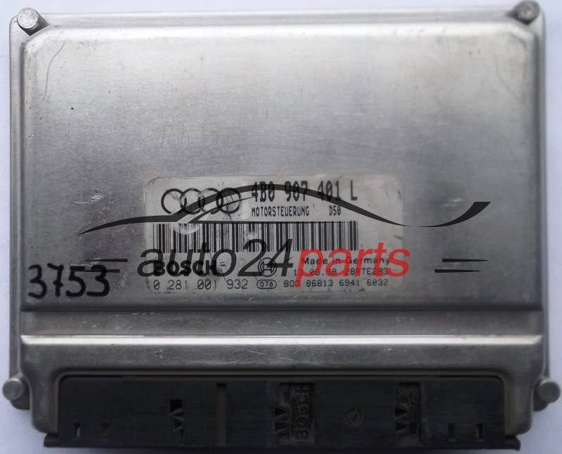 KOMPUTER STEROWNIK SILNIKA AUDI A6 2.5 TDI 4B0907401L, 4B0 907 401 L, BOSCH 0281001932, 0 281 001 932 MOTORSTEUERUNG D50 28RTE283