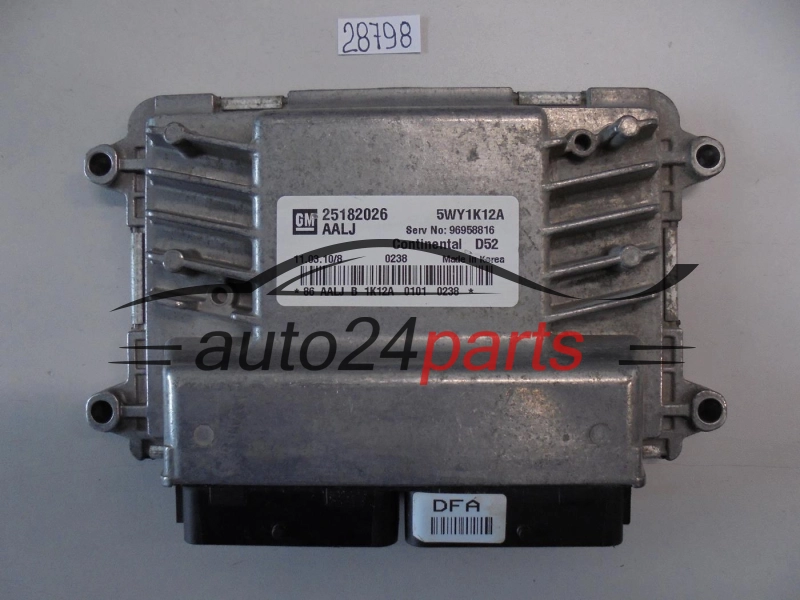 KOMPUTER STEROWNIK SILNIKA CHEVROLET SPARK 1.2 GM 25182026 AALJ, CONTINENTAL 5WY1K12A, D52