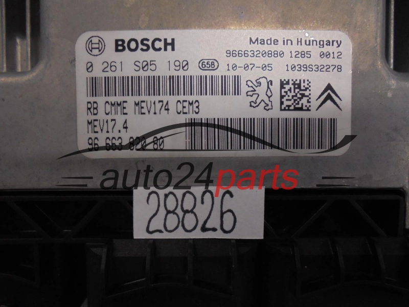 KOMPUTER STEROWNIK SILNIKA CITROEN PEUGEOT 1.6 BOSCH 0 261 S05 190, 0261S05190, 96 663 820 80, 9666382080, 9666320880, MEV17.4