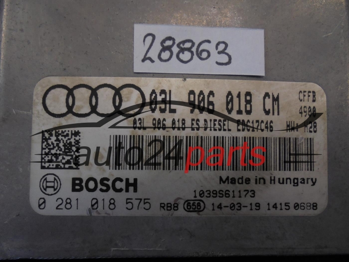 Centralita de motor Audi 0281018575 03L906018CM EDC17C46