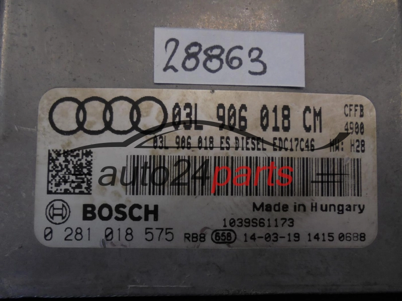 Komputer sterownik silnika Audi 0281018575 03L906018CM EDC17C46