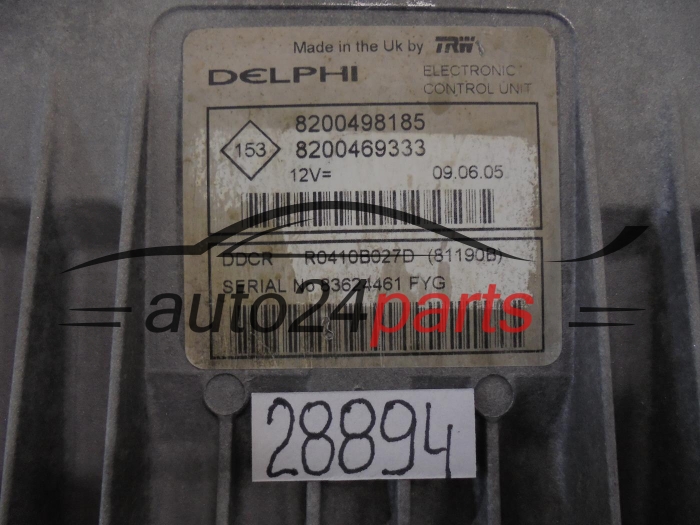KOMPUTER STEROWNIK SILNIKA RENAULT CLIO 1.5 DCI Delphi R0410B027D, 8200498185, 8200469333
