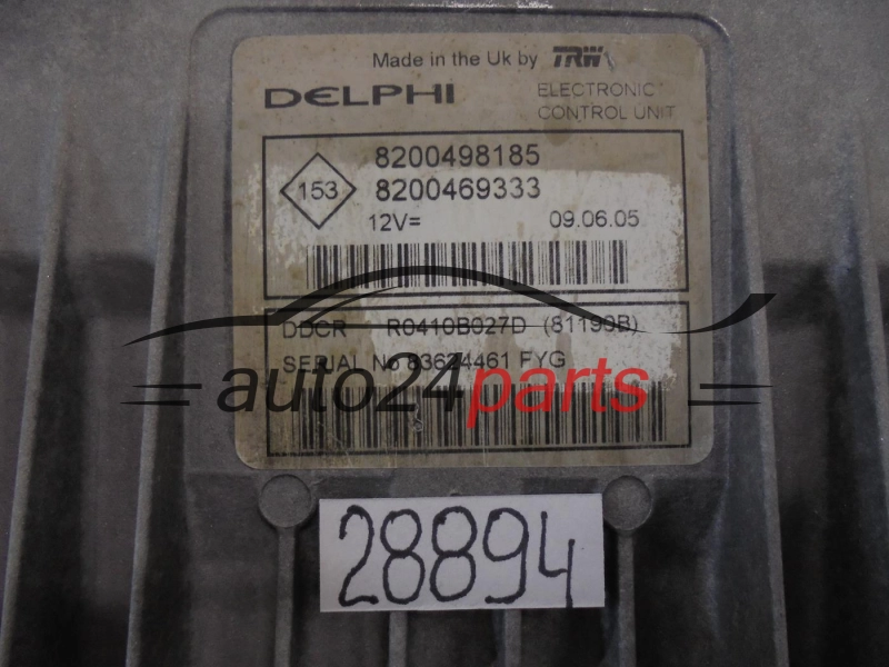 KOMPUTER STEROWNIK SILNIKA RENAULT CLIO 1.5 DCI Delphi R0410B027D, 8200498185, 8200469333
