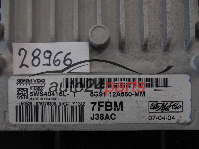 KOMPUTER STEROWNIK SILNIKA FORD 6G91-12A650-MM 6G9112A650MM 5WS40416L-T SID206