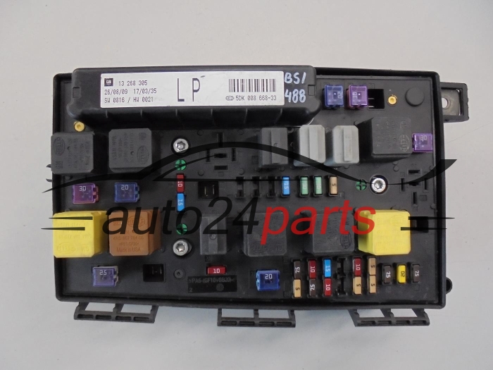 SKRZYNKA ELEKTRYCZNA PRZEKAŻNIKÓW I BEZPIECZNIKÓW MODUŁ NADWOZIA CENTRALKA KOMFORTU BSI OPEL ASTRA H ZAFIRA B GM 13 268 305 LP, 13268305 LP, 5DK008668-33, 5DK00866833
