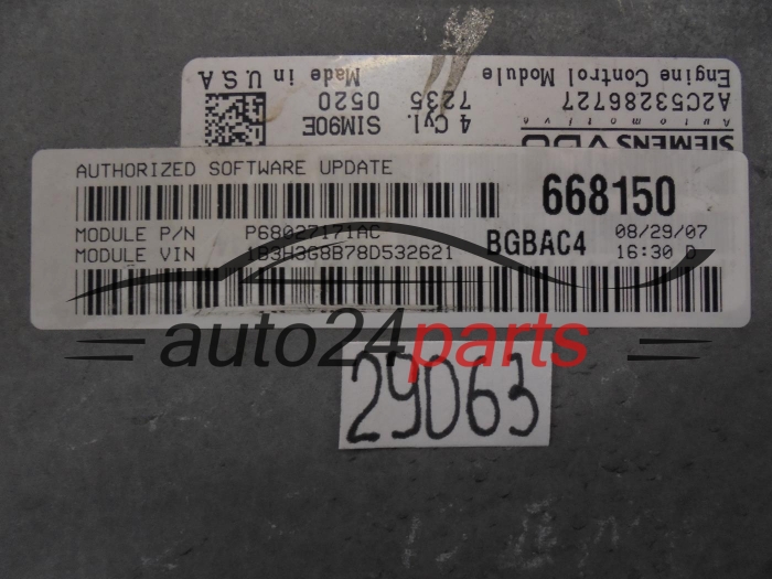 KOMPUTER STEROWNIK SILNIKA JEEP P68027171AC A2C53286727 668150