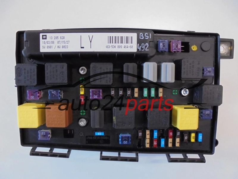 SKRZYNKA ELEKTRYCZNA PRZEKAŻNIKÓW I BEZPIECZNIKÓW MODUŁ NADWOZIA CENTRALKA KOMFORTU BSI OPEL ASTRA H ZAFIRA B GM 13 285 620 LY, 13285620 LY, HELLA 5DK 009 464-60, 5DK009464-60, 5DK00946460