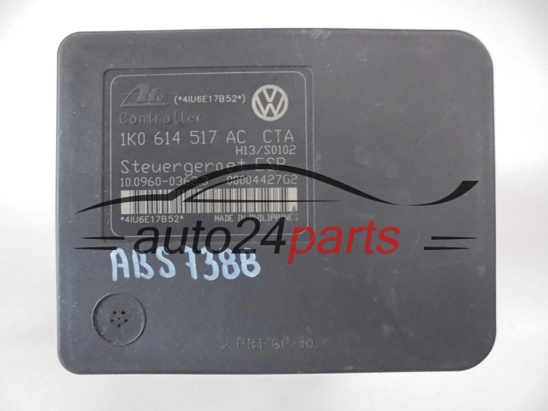 ABS VOLKSWAGEN AUDI SEAT SKODA 1K0 614 517 AC, 1K0614517AC, ATE 10.0206-0222.4, 10020602224, 10.0960-0362.3, 10096003623