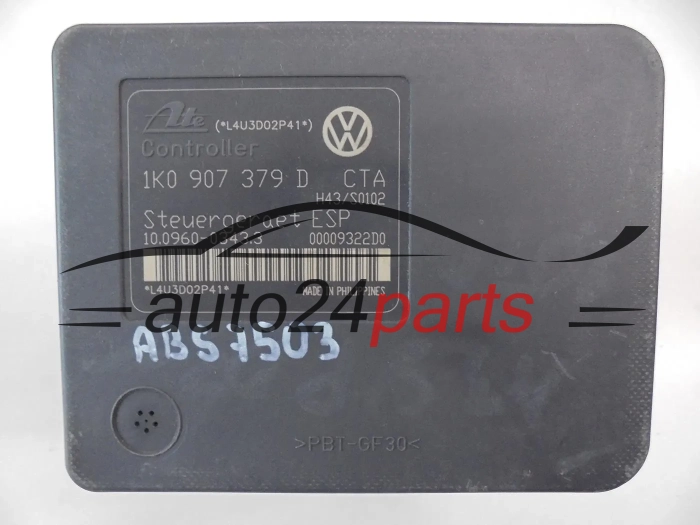 Bomba ABS y centralita AUDI VOLKSWAGEN SEAT SKODA 1K0 614 517 B, 1K0614517B, ATE 10.0206-0040.4, 10020600404, 1K0 907 379 D, 1K0907379D, ATE 10.0960-0343.3, 10096003433
