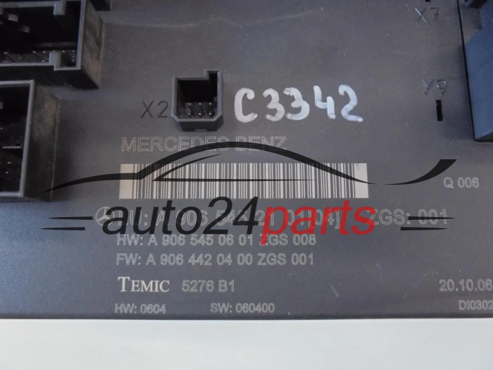 CENTRALKA MODUL STEROWNIK KOMFORTU MERCEDES W906 SPRINTER A9065452101, 9065452101, A 906 545 21 01 (04), HW A9065450601, 9065450601, A 906 545 06 01 SW A9064420400, 9064420400, A 906 442 04 00 TEMIC5276B1