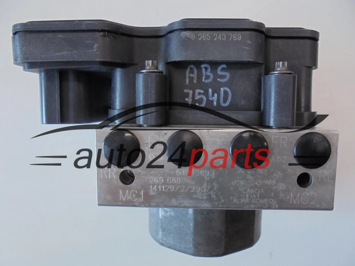 ABS POMPA I STEROWNIK FIAT 51962893, 0265243769, 0265956367