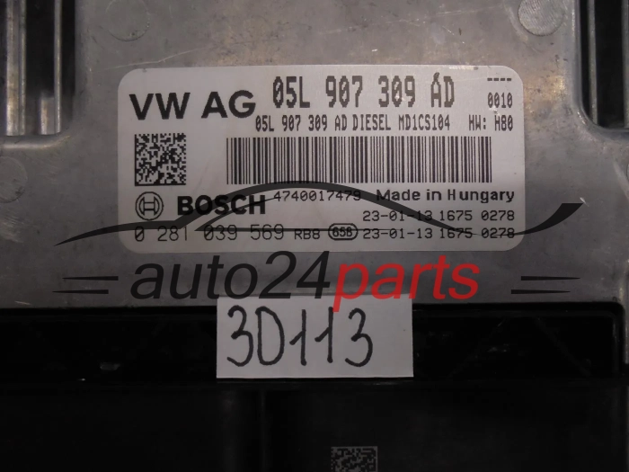CALCULATEUR MOTEUR   AUDI 05L907309AD 0281039569