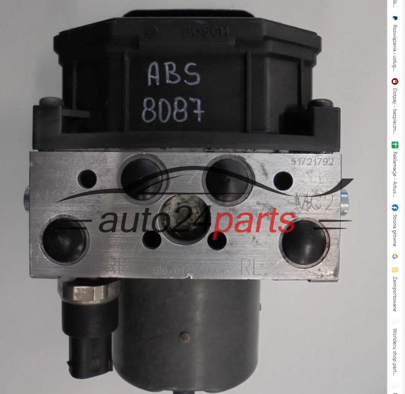 ABS POMPA I STEROWNIK ALFA ROMEO BOSCH 0 265 225 268, 0265225268, 51721792, 0 265 950 121, 0265950121