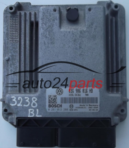 MOTORSTEUERGERÄT ECU STEUERGERÄT SEAT ALTEA 1.9 TDI 03G 906 016 HB, 03G906016HB, BOSCH 0 281 012 288, 0281012288, DIESEL EDC16U1 7000, 1039S08151