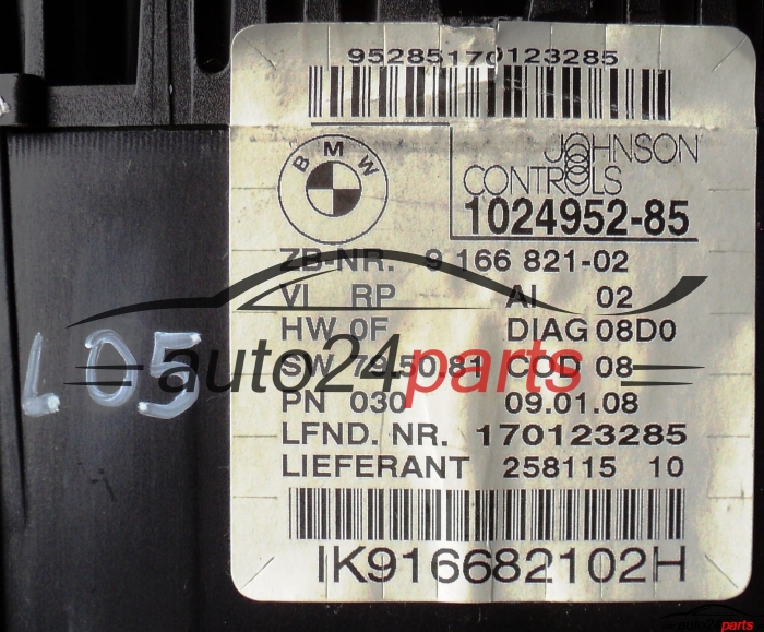 TACHO KOMBIINSTRUMENT BMW E81 E87 2.0 DIESEL JOHNSON CONTROLS 102495285, 1024952-85, 9 166 821-02, 916682102, IK916682102H