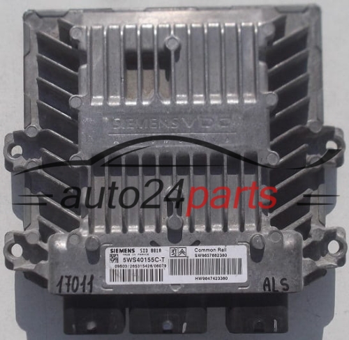 CALCULATEUR MOTEUR CITROEN PEUGEOT SIEMENS 5WS40155C-T, SW 9657662380, HW 9647423380