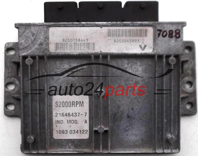 KOMPUTER STEROWNIK SILNIKA RENAULT LAGUNA 1.8 21646437-7, 1093 034122, 1093034122, S2000RPM, 8200158443, 8200045893