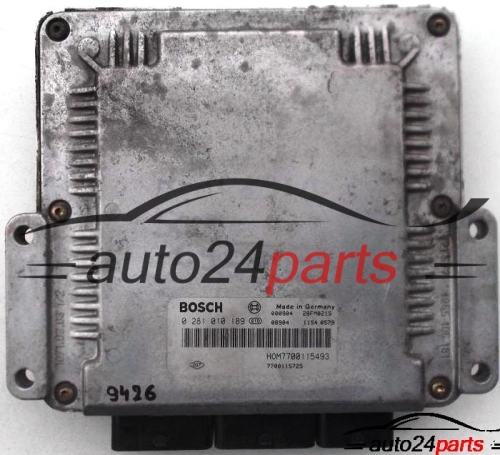 MOTORSTEUERGERÄT ECU STEUERGERAT RENAULT MEGANE, SCENIC, RX4 1.9DCI, BOSCH 0 281 010 189, 0281010189, HOM7700115493, 7700115725 