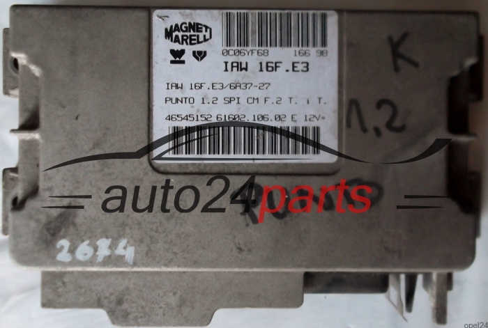 ECU CENTRALITA DE MOTOR FIAT PUNTO 1.2 MAGNETI MARELLI IAW 16F.E3, IAW16FE3, 46545152, 61602.106.02, 6160210602