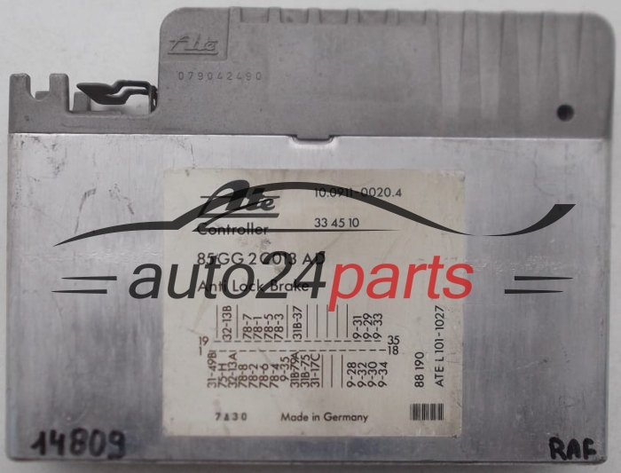 ABS STEUERGERAT FORD SIERRA GRANADA SCORPIO ATE 10.0911-0020.4, 10091100204, 85GG2C013AD