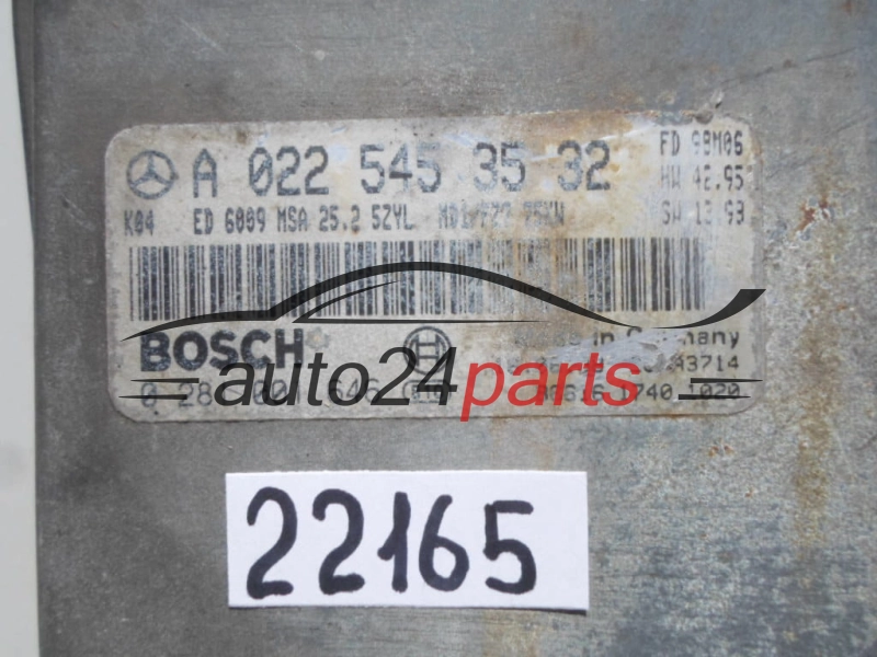 CALCULATEUR MOTEUR MERCEDES SPRINTER 2.9 TD BOSCH 0 281 001 646, 0281001646, A 022 545 35 32, A0225453532