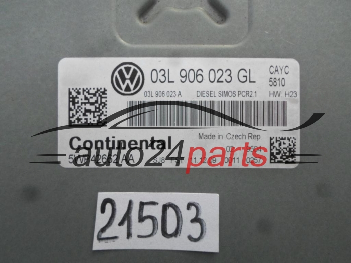 KOMPUTER STEROWNIK SILNIKA VW VOLKSWAGEN PASSAT 1.6 TDI 03L906023GL, 03L 906 023 GL, 03L906023A, 03L 906 023A, CONTINENTAL 5WP42662 AA 5WP42662AA, DIESEL SIMOS PCR2.1 CAYC 5810 