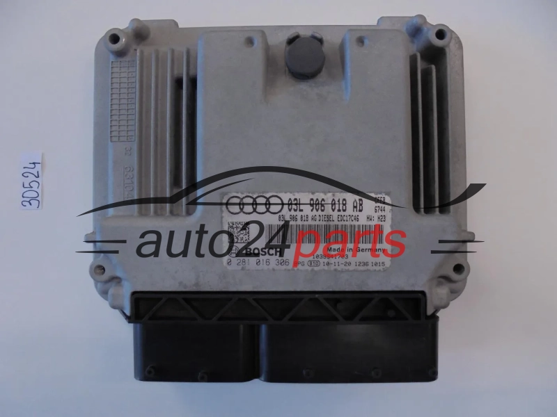 KOMPUTER STEROWNIK SILNIKA AUDI A3 2.0 TDI BOSCH 0 281 016 306, 0281016306, 03L 906 018 AB, 03L906018AB, EDC17C46