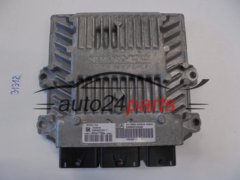 KOMPUTER STEROWNIK SILNIKA CITROEN PEUGEOT 2.0 16V HDI SIEMENS VDO 5WS40615C-T, 5WS40615CT, SW9665100380, HW9661642180, SID803A