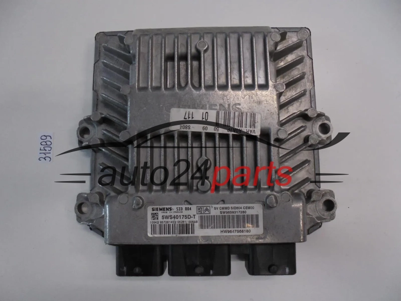 KOMPUTER STEROWNIK SILNIKA PEUGEOT 1007 1.4 HDI SIEMENS SID 804 5WS40175D-T SW9659317280 SW 9659317280 HW9647568180 HW 9647468180