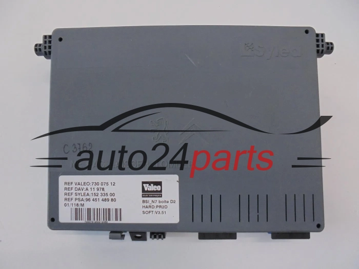 CENTRALKA MODUL BSI CITROEN PEUGEOT VALEO 730 075 12, 73007512, 96 451 489 80, 9645148980, 01 152 335 00, 0115233500, SOFT V3.51