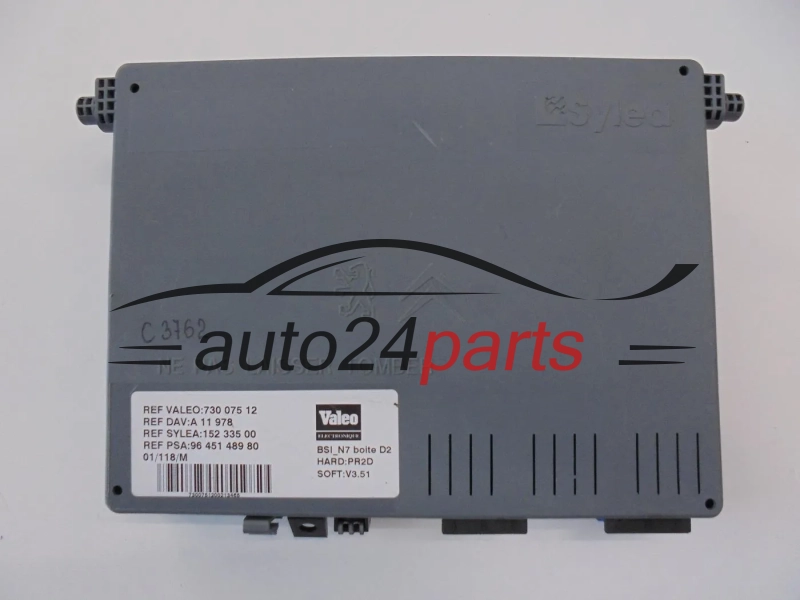 CENTRALKA MODUL BSI CITROEN PEUGEOT VALEO 730 075 12, 73007512, 96 451 489 80, 9645148980, 01 152 335 00, 0115233500, SOFT V3.51