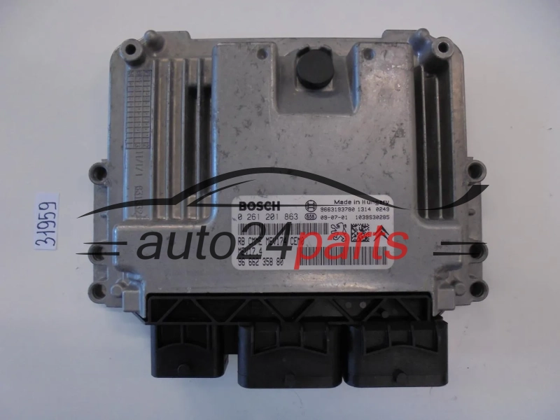 KOMPUTER STEROWNIK SILNIKA PEUGEOT 308 1.4 16V BOSCH 0 261 201 863, 0261201863, 96 662 358 80, 9666235880, 9663193780, MEV17.4
