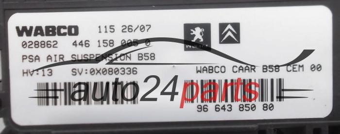 Uce centralita de suspension  CITROEN C4 WABCO 4461580050,  9664385080