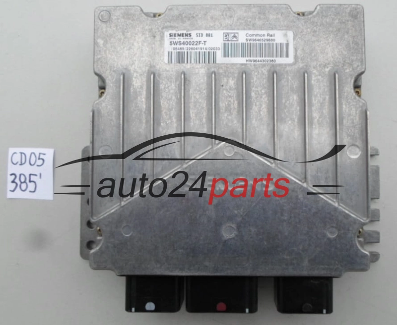 KOMPUTER STEROWNIK SILNIKA CITROEN C5 2.0 HDI SIEMENS 5WS40022F-T, 5WS40022FT, SW9646529680, HW9644302380, SID801