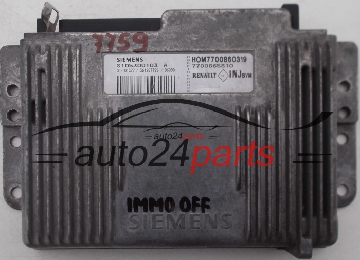 MOTORSTEUERGERÄT ECU STEUERGERAT RENAULT MEGANE 1.6 8V, SIEMENS S105300103A, HOM7700860319, 7700865810